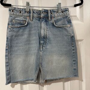 All Saints Blue Denim Skirt with Grommet Accents